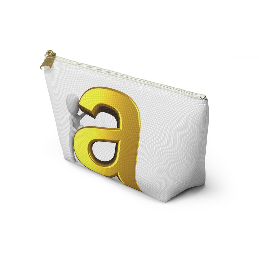Gold Letter A Monogram Accessory Pouch | T-Bottom Makeup Bag