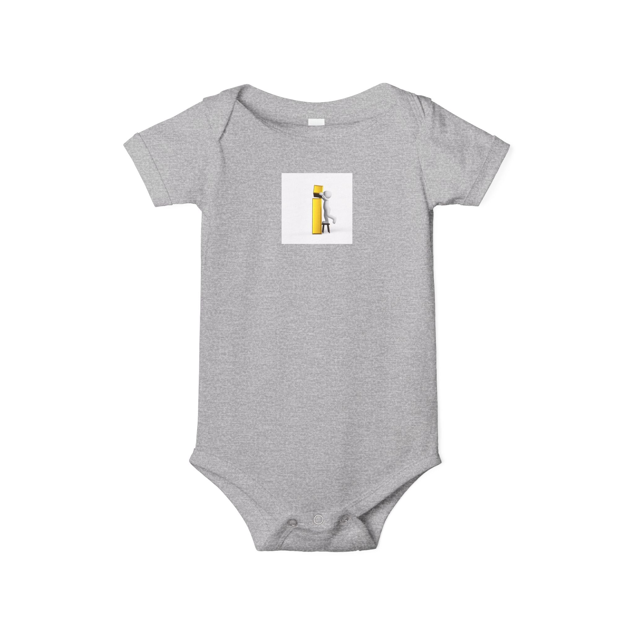 Little Figure Building Yellow Letter i Baby Onesie | Infant Bodysuit