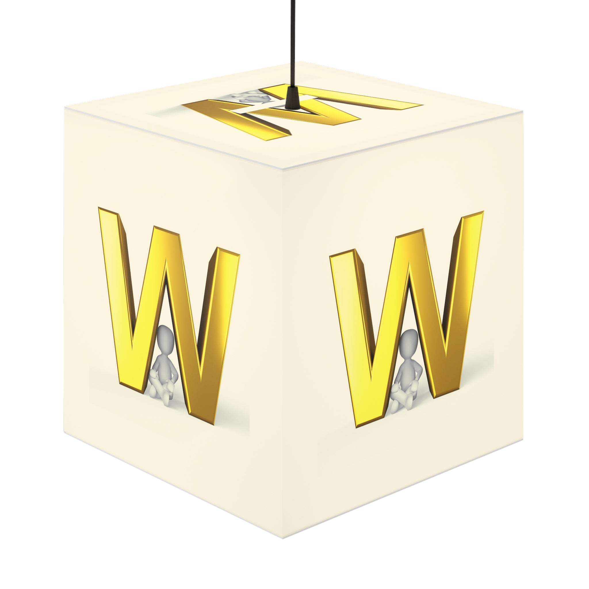 Gold Letter W Light Cube Lamp | Monogram Initial Nightlight