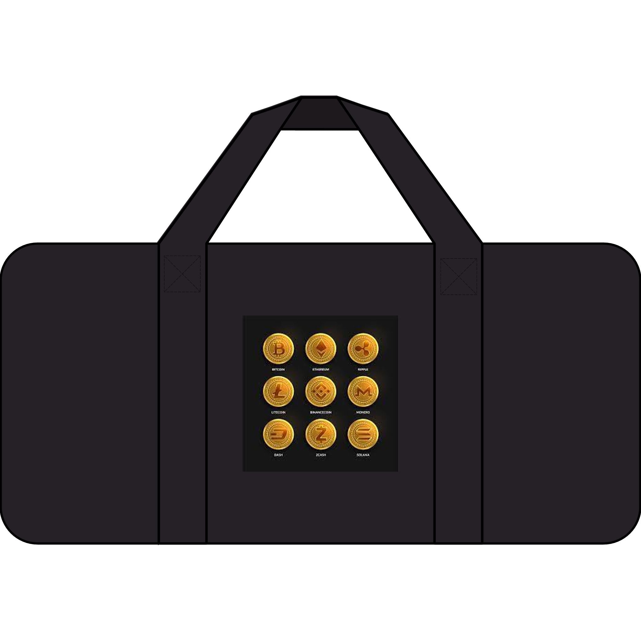 Crypto Coins Tripper Duffel Bag | Checker Strap or Camo Options