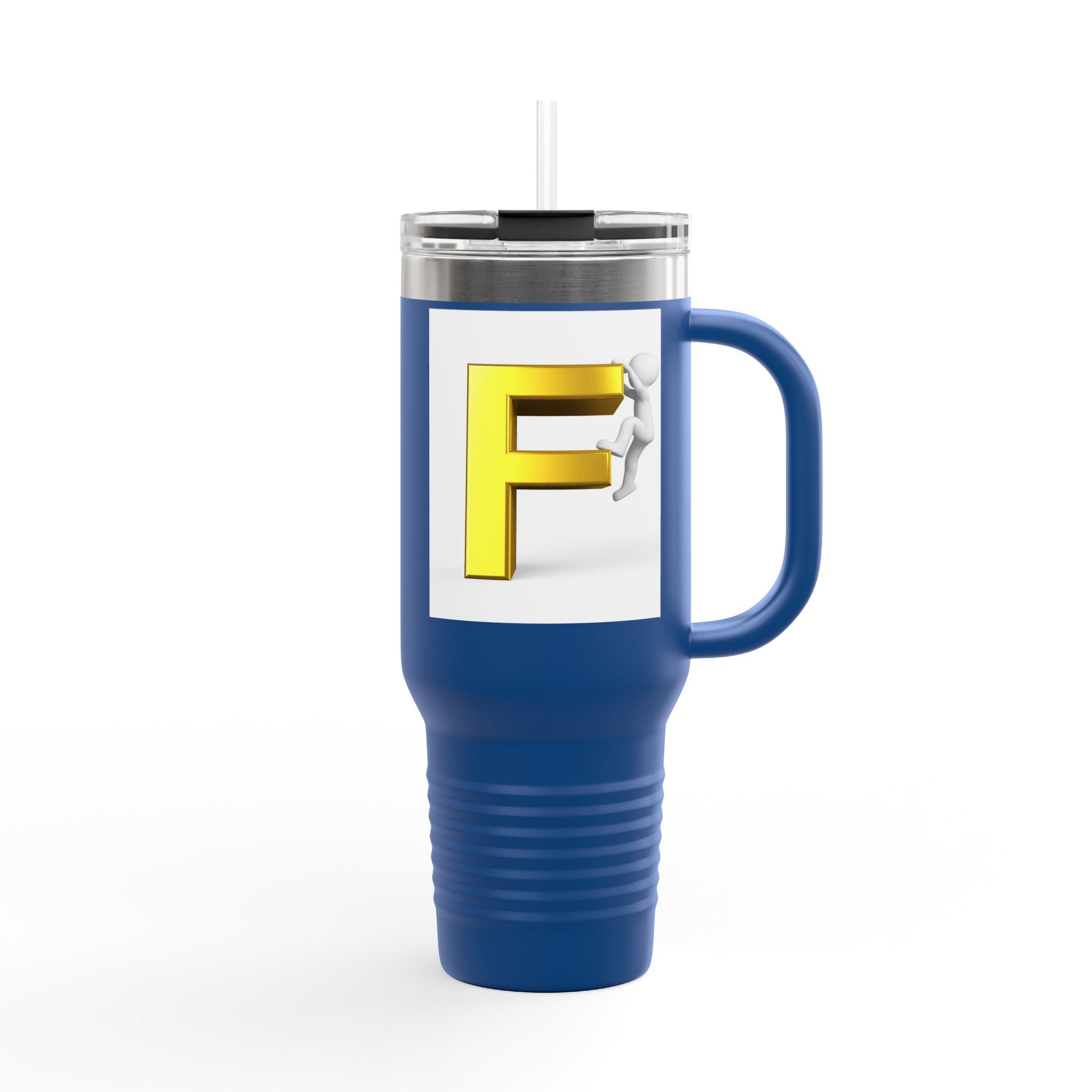 3D Figure Climbing Yellow Letter F Travel Mug | Insulated 40oz