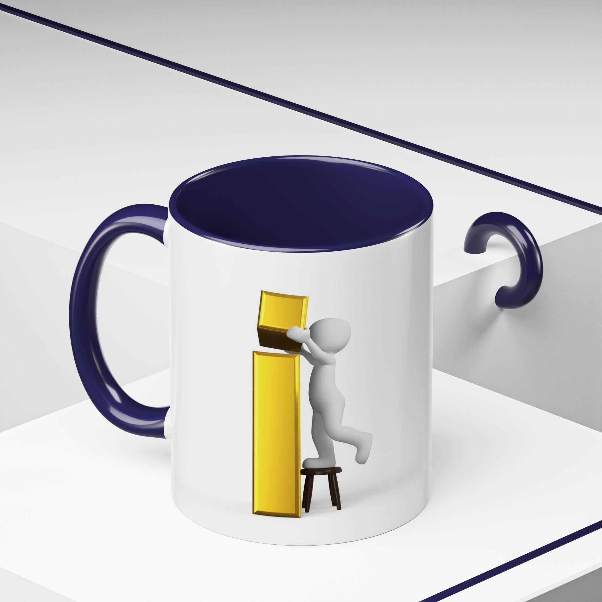 3D Figure Climbing Gold Letter i Mug | Accent Coffee Mug