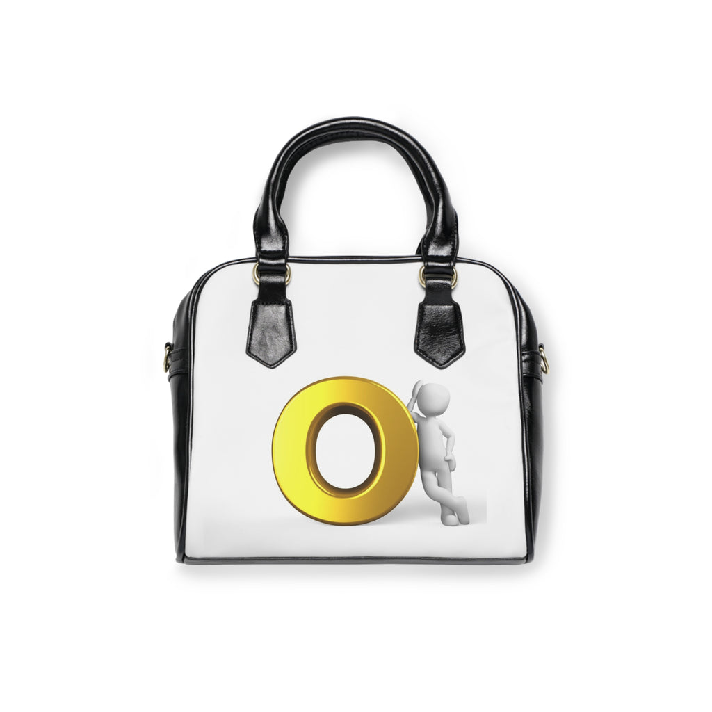 3D Gold Letter O with Figure Shoulder Handbag | Minimalist Graphic Purse