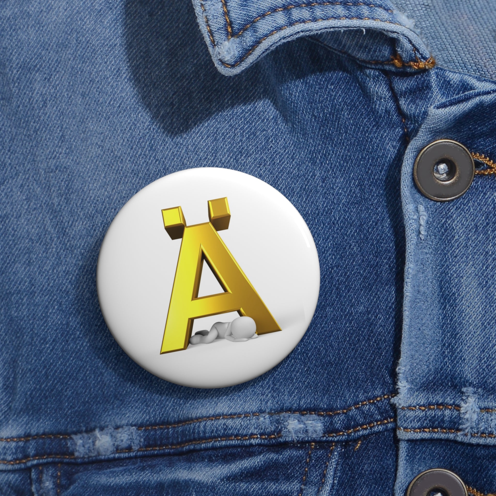 Gold 3D Letter A Pin Button | Custom Alphabet Pin