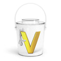 Gold Letter V Ice Bucket with Tongs | Monogram Initial V
