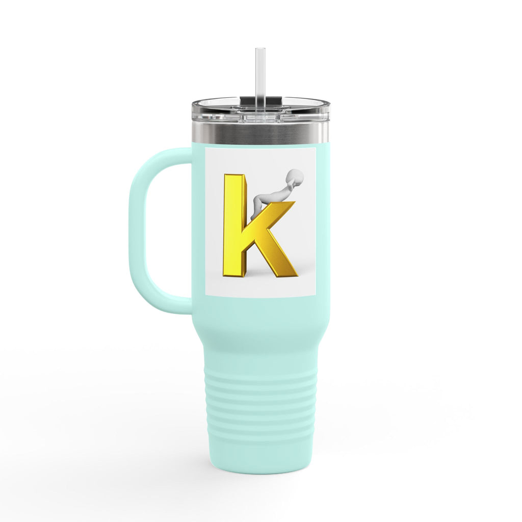 Yellow 3D Letter K Initial Travel Mug | 40oz Insulated Tumbler