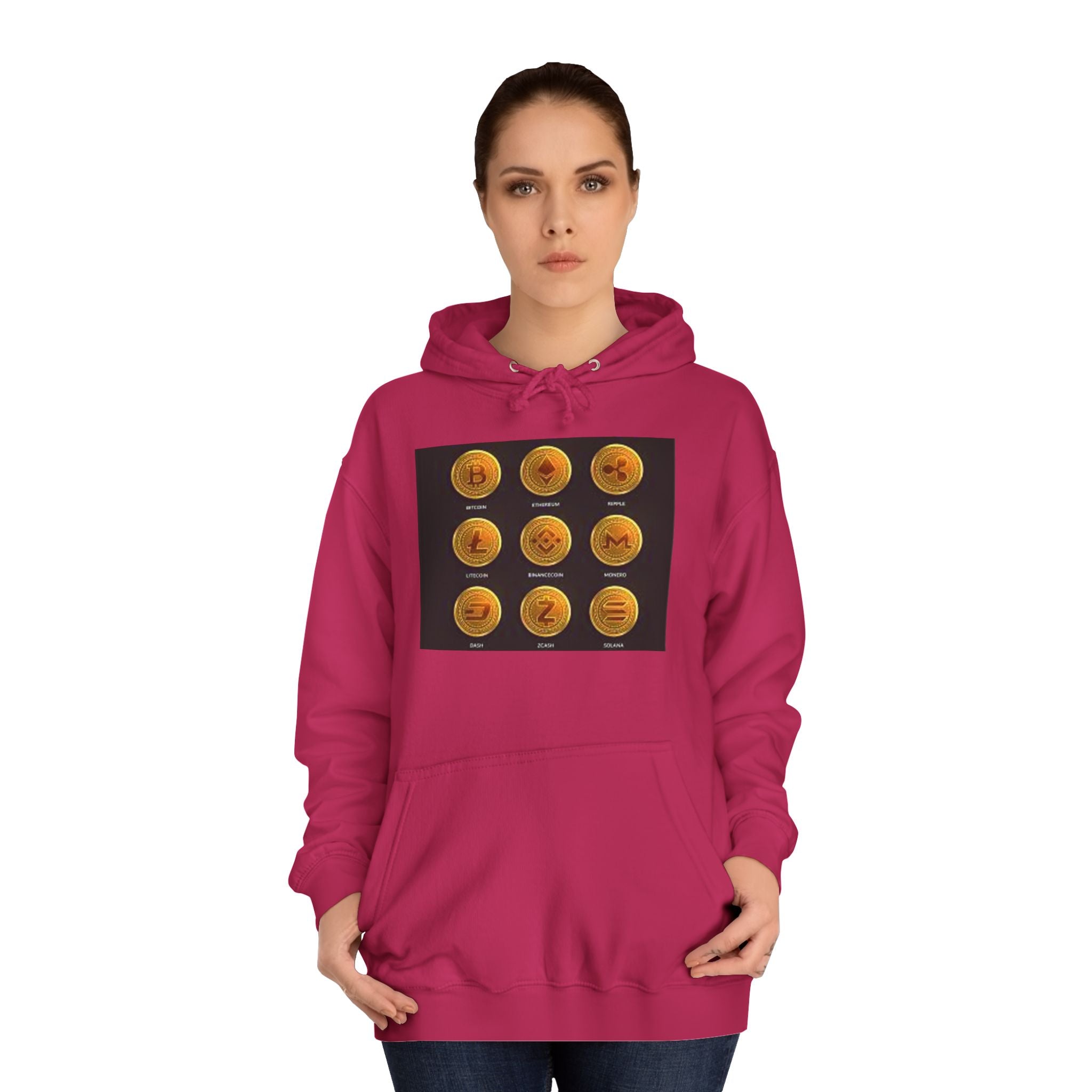 Crypto Coin Icons Hoodie | Bitcoin Ethereum Litecoin Ripple Doge Zcash Monero