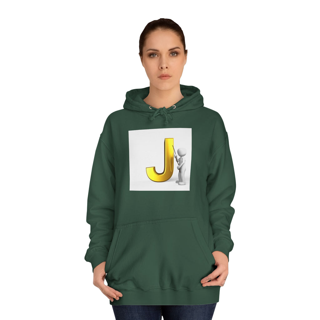 Golden Letter J Initial Hoodie | Monogram J Sweatshirt