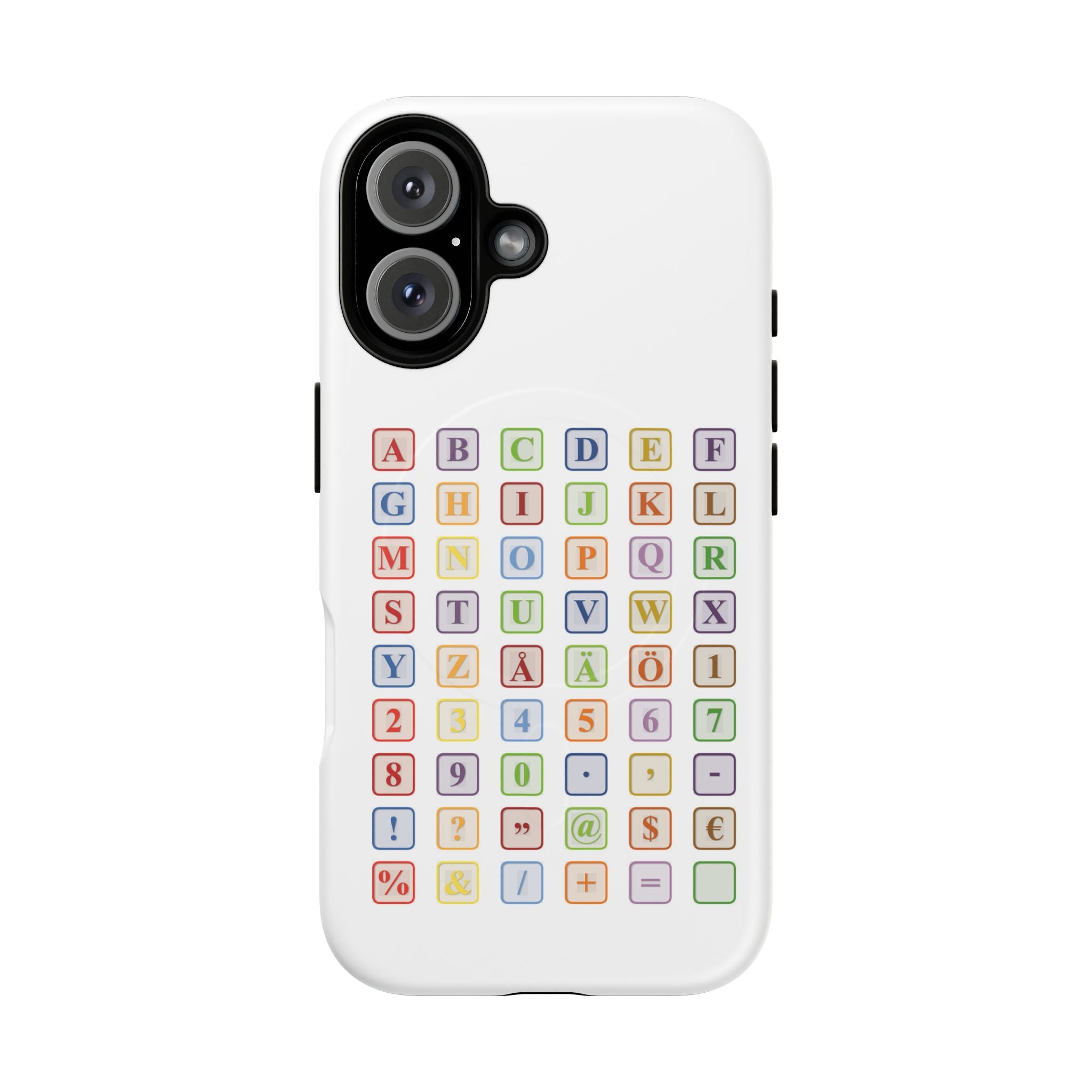 Coque de téléphone Alphabet Blocks | Coque magnétique résistante, grille de lettres colorées