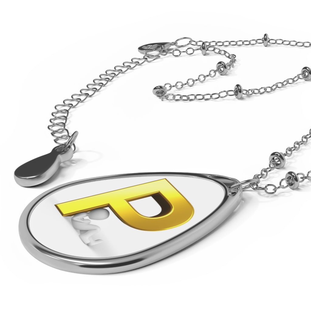 Personalized Oval Necklace — Gold Initial 'P' Monogram Teardrop Pendant