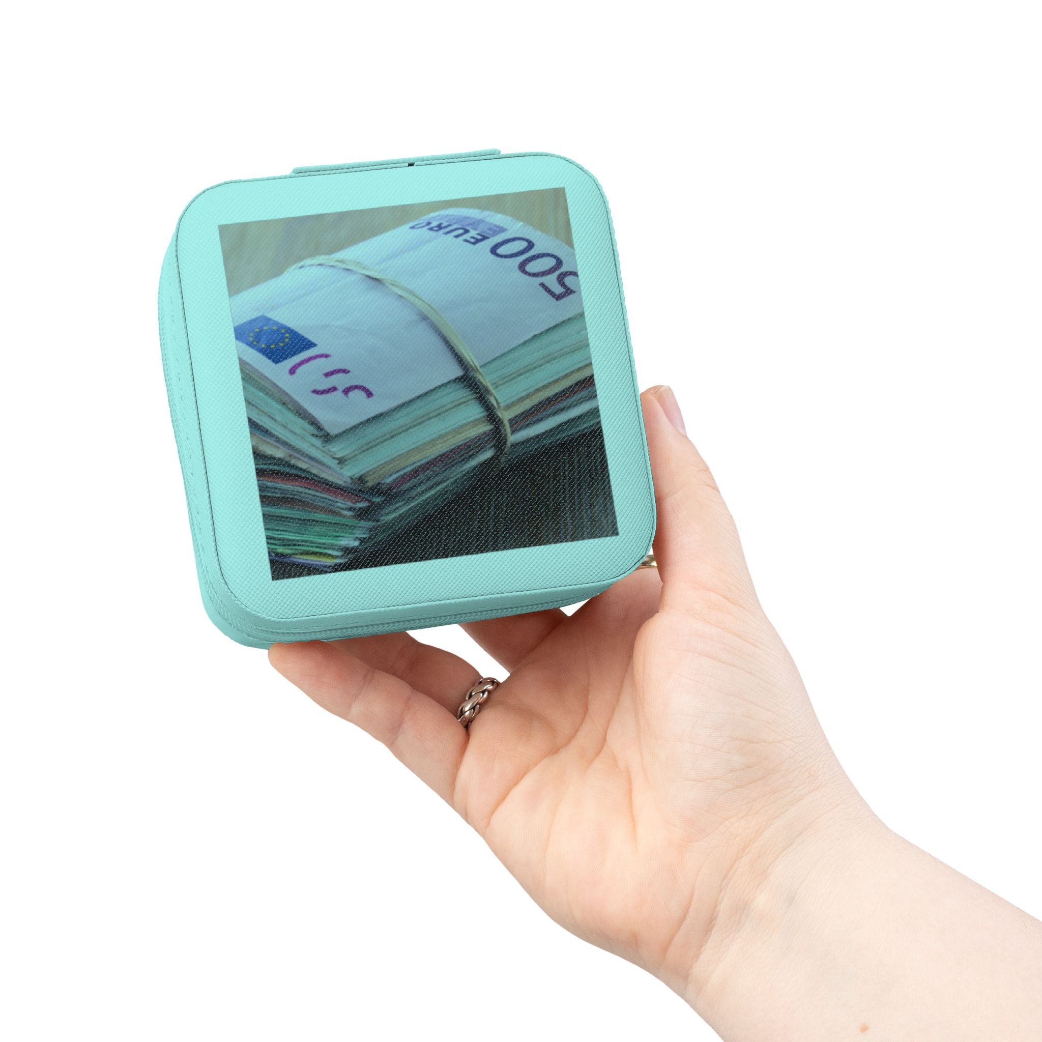 Stack of Cash Photo Jewelry Travel Case | Compact Velvet Lined Organizer