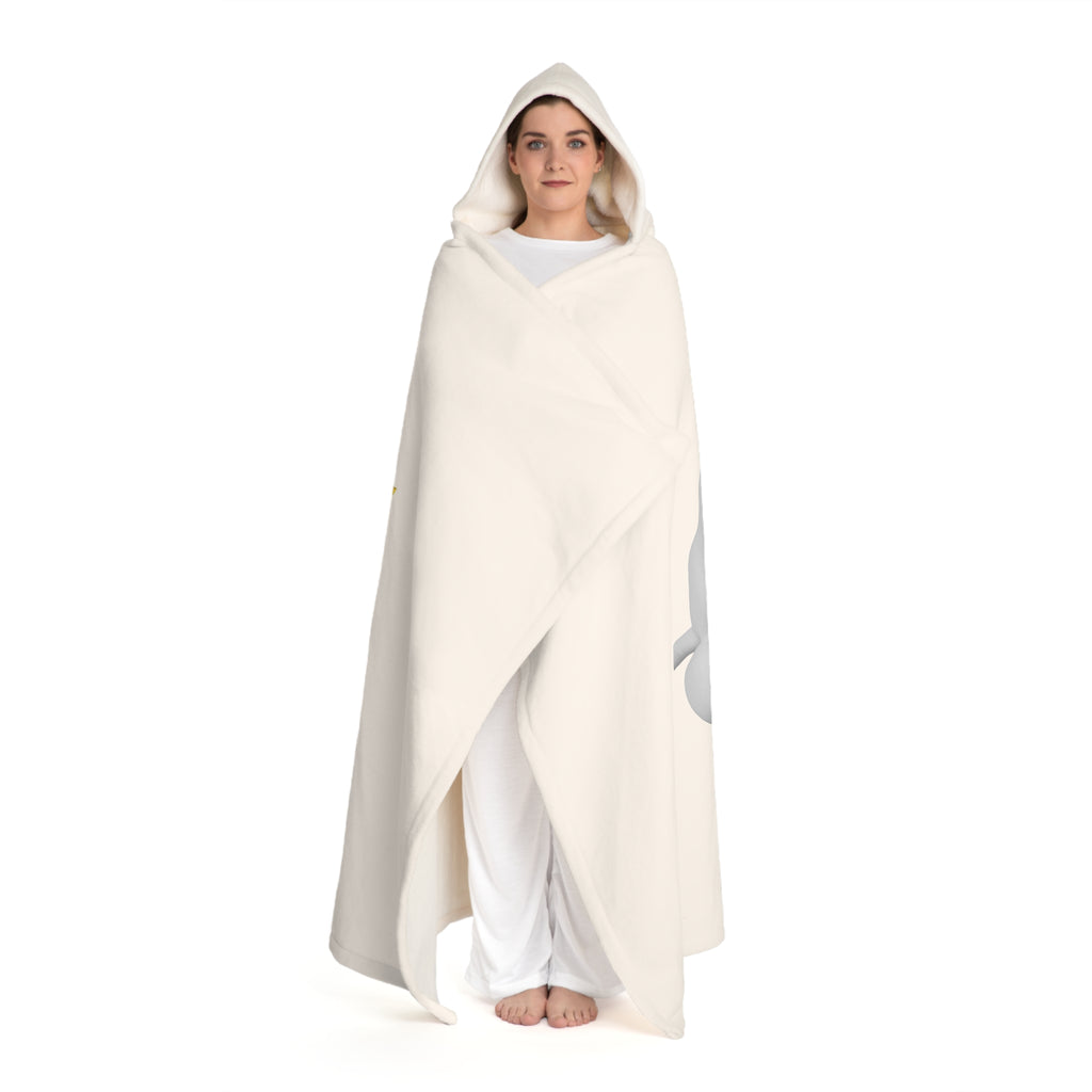 Gold Letter V With Figure Cozy Hooded Sherpa Fleece Blanket | Oversized Wearable Throw Cream Hooded Blanket