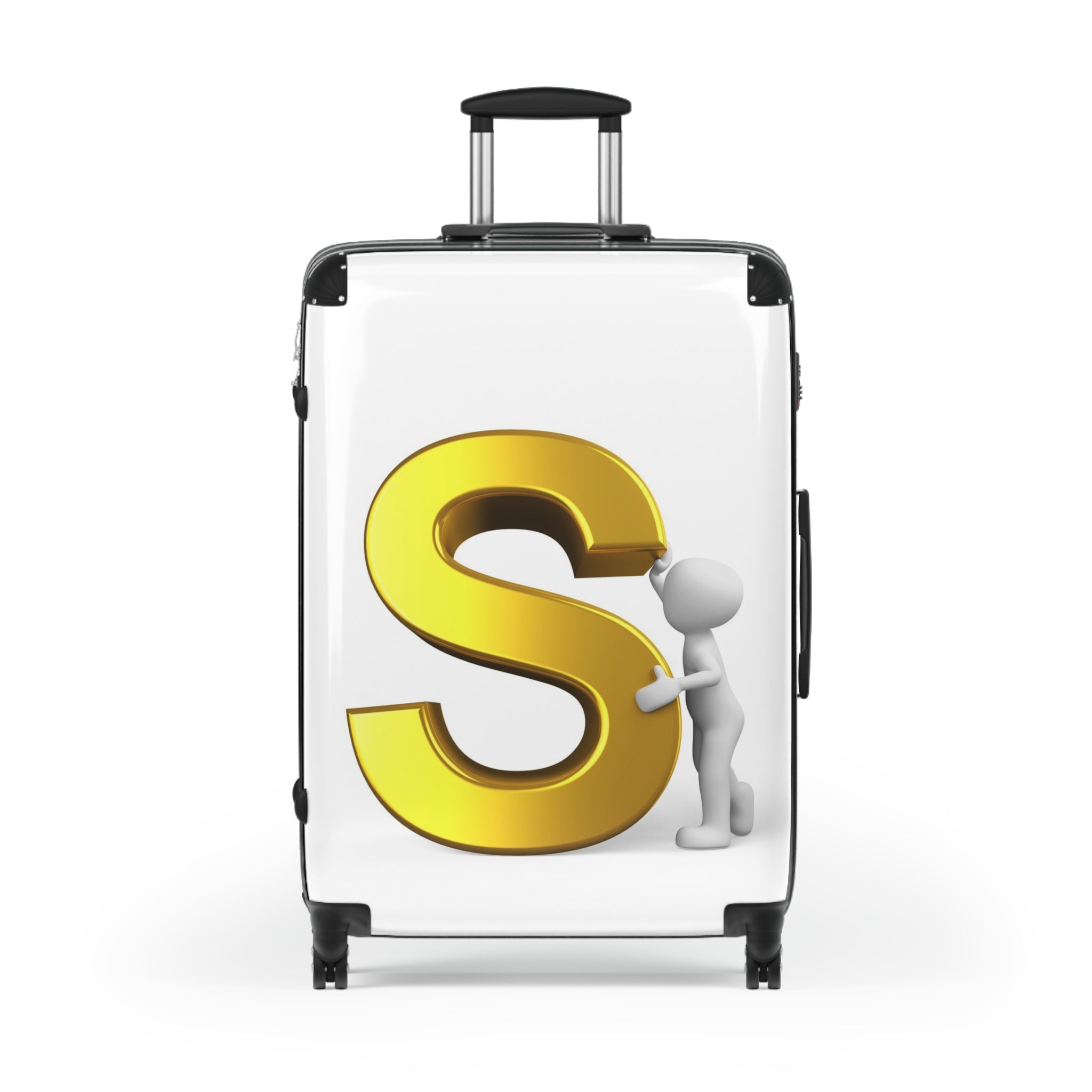 Gold Letter S Monogram Suitcase | Personalized Initial Luggage