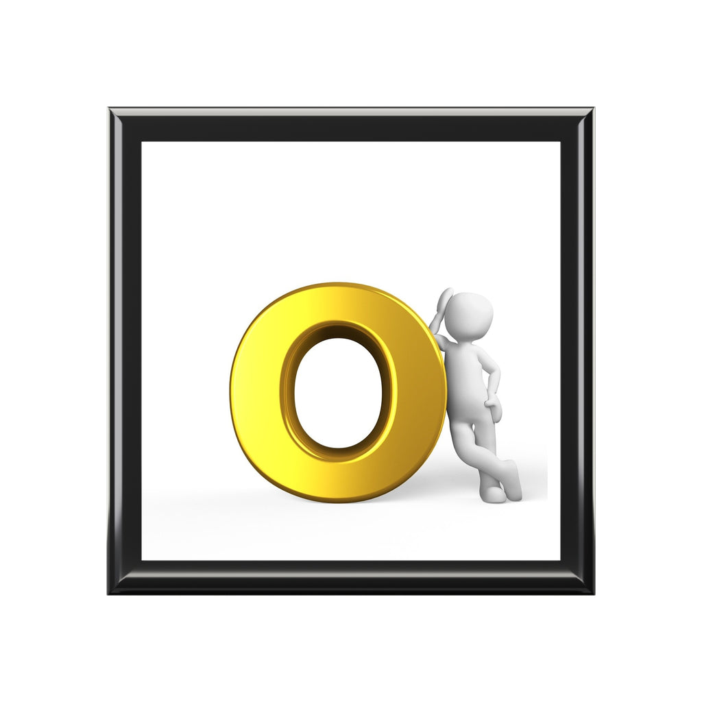 Gold Letter O Ring Sculpture jewelry box | decorative keepsake box