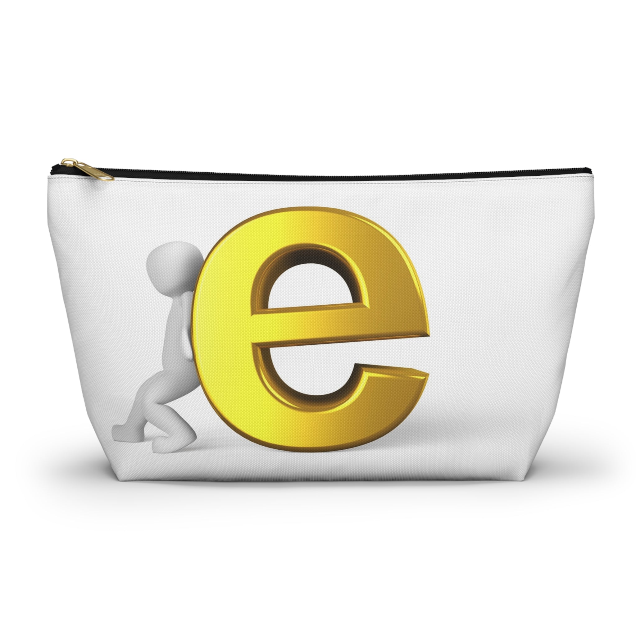 Gold Letter E Graphic Accessory Pouch | T-Bottom Zipper Pouch