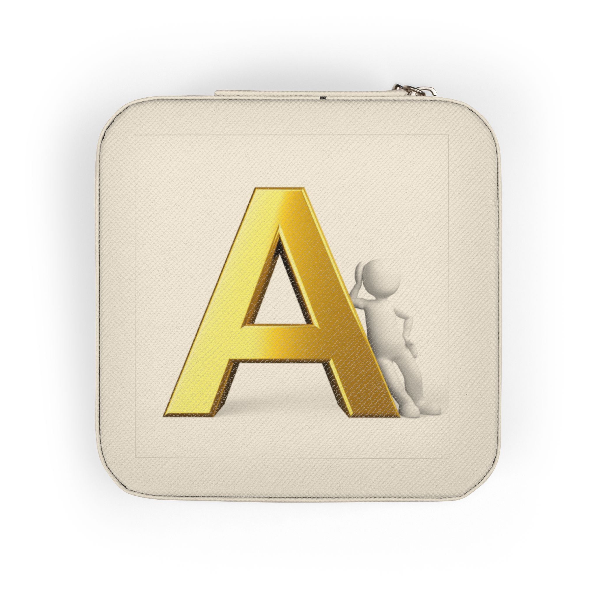 Gold Monogram A Jewelry Travel Case | Personalized Initial Trinket Box