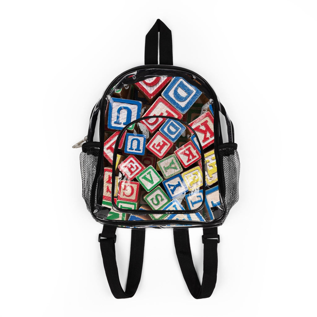 Colorful Alphabet Blocks Clear Stadium Backpack | Kids Letter Blocks Design
