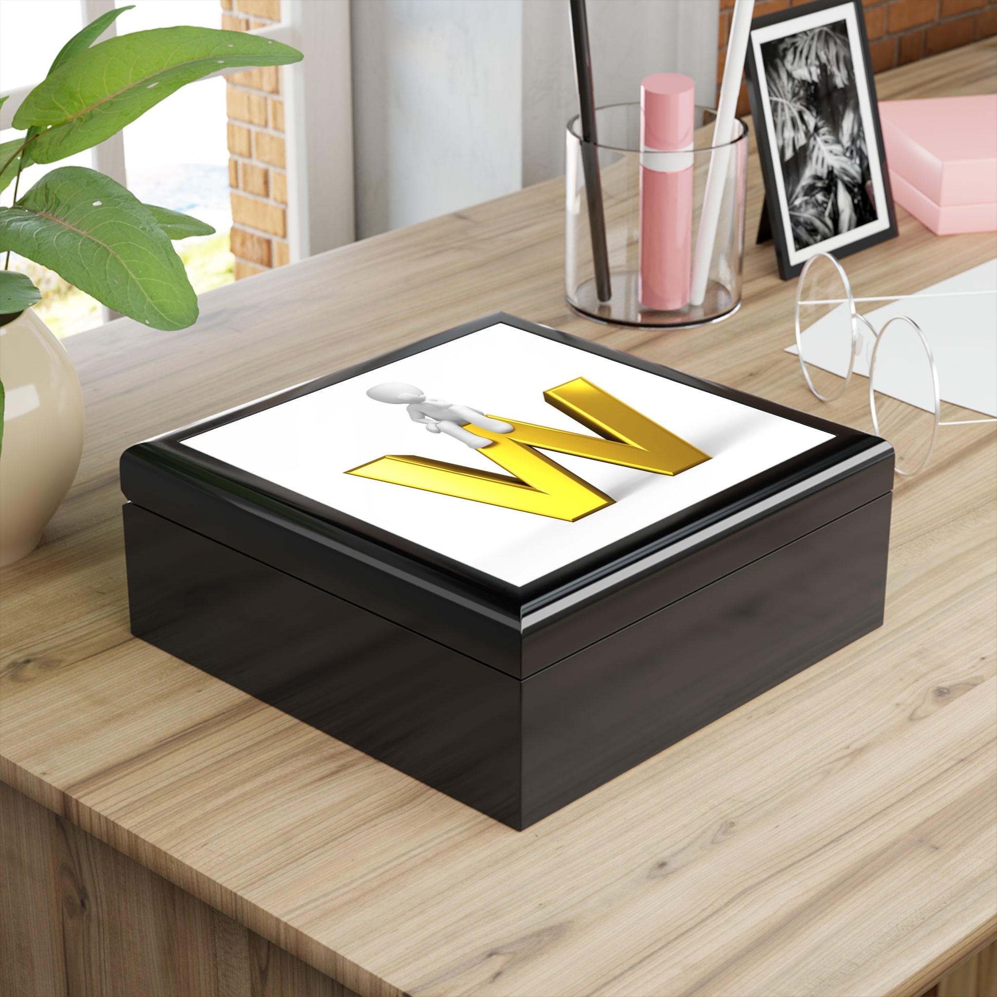 3D Gold Letter W Jewelry Box | Initial W Keepsake Box