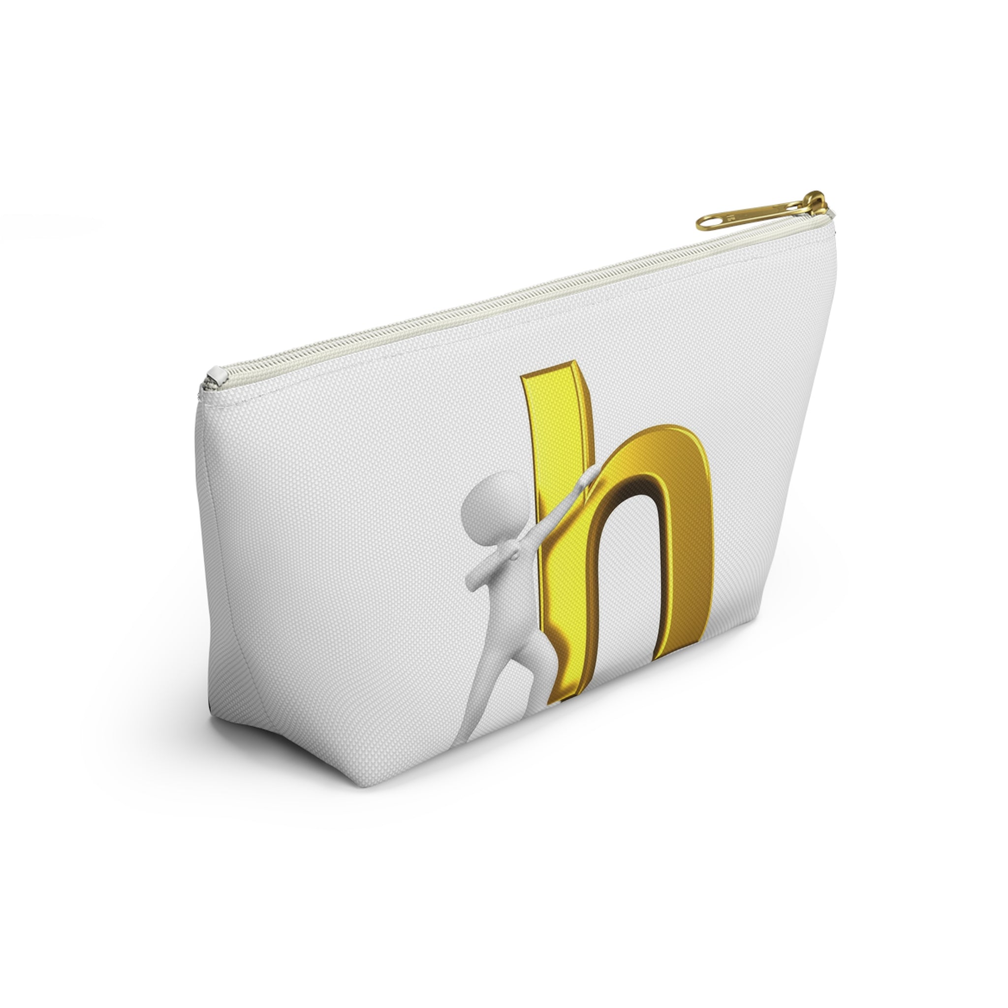 3D Person Pushing Gold Letter H Accessory Pouch