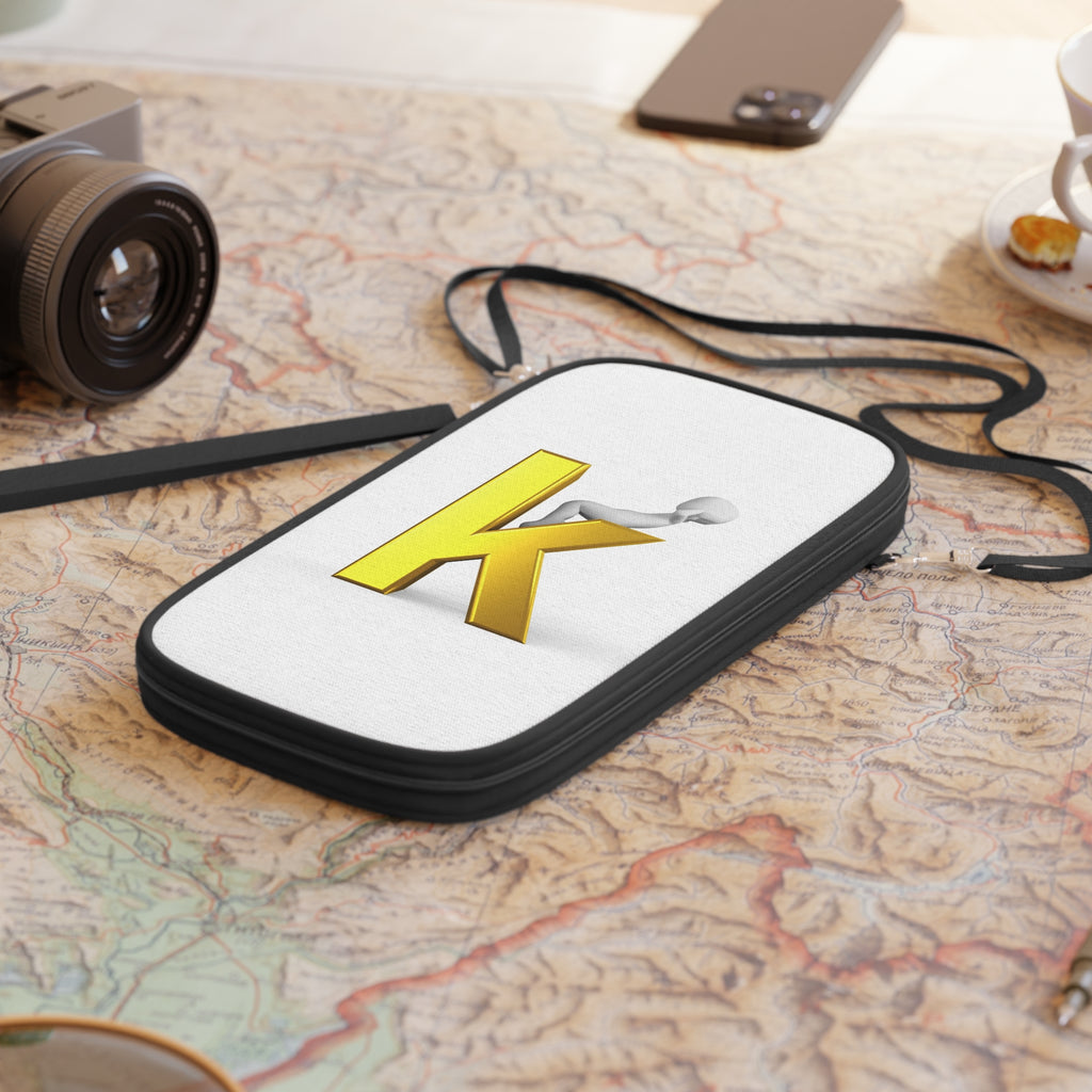 Gold Letter K Monogram Passport Wallet | Initial K Travel Accessory