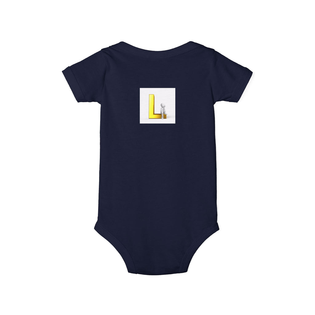 Yellow Block Letter L with Little Lamb Infant Onesie