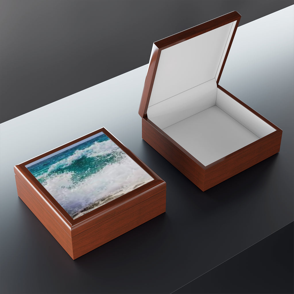 Ocean Wave Jewelry Box | Seascape Trinket Box, Coastal Home Decor