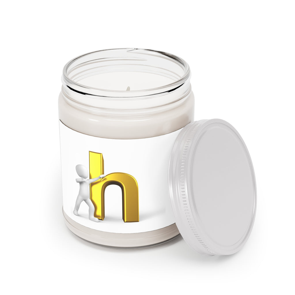 Gold Letter H Illustration Candle, Soy Candle 9oz | White Lid