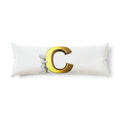 Gold Letter C with Stick Figure Body Pillow | Monogram Initial C Pillow