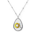 Oval Pendant Necklace with Gold Letter O — Minimalist Teardrop Jewelry