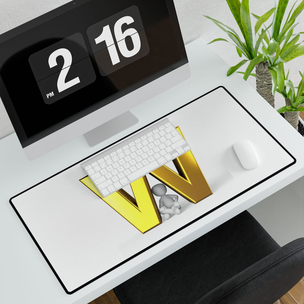 Gold Letter W Desk Mat | Alphabet Initial Mouse Pad