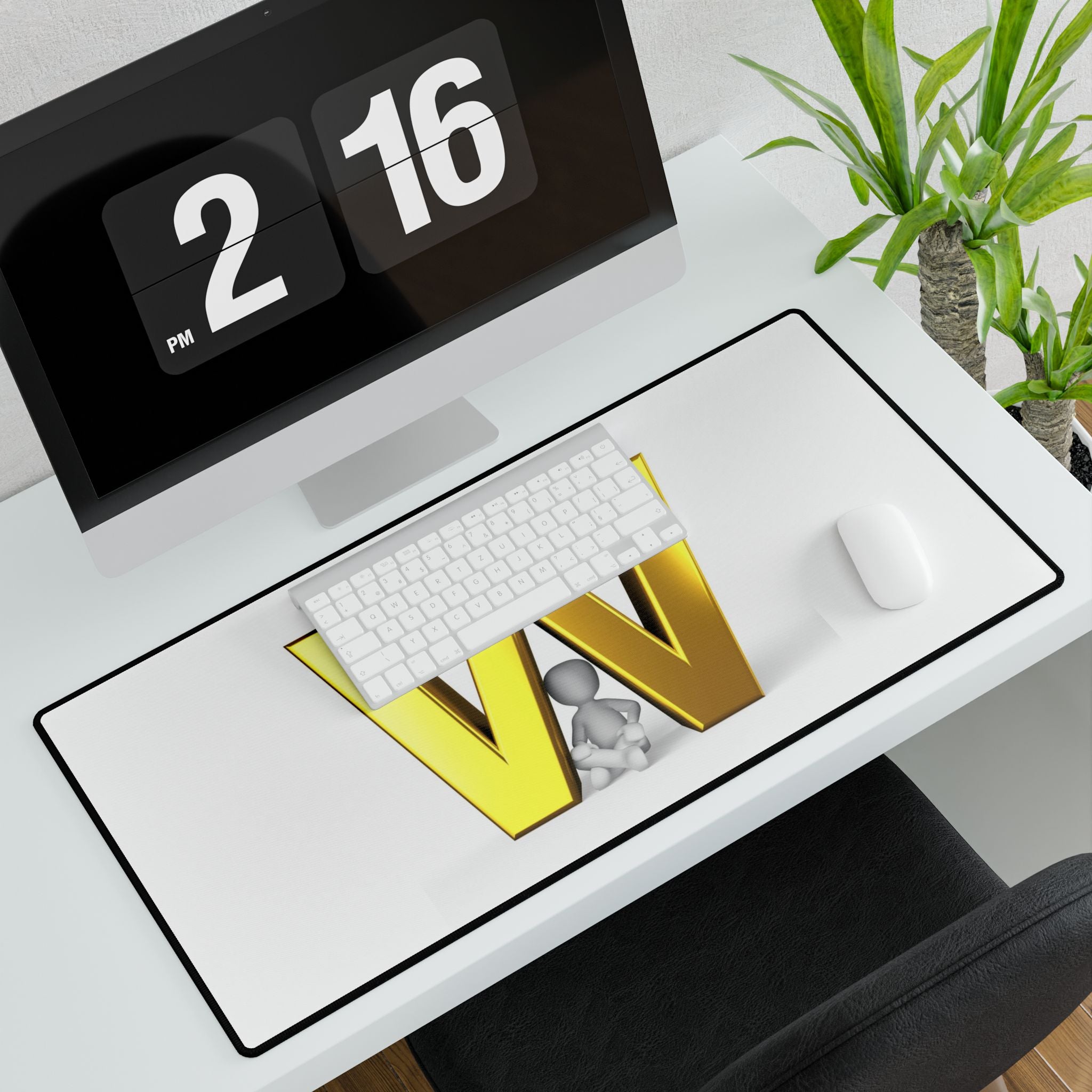 Gold Letter W Desk Mat | Alphabet Initial Mouse Pad