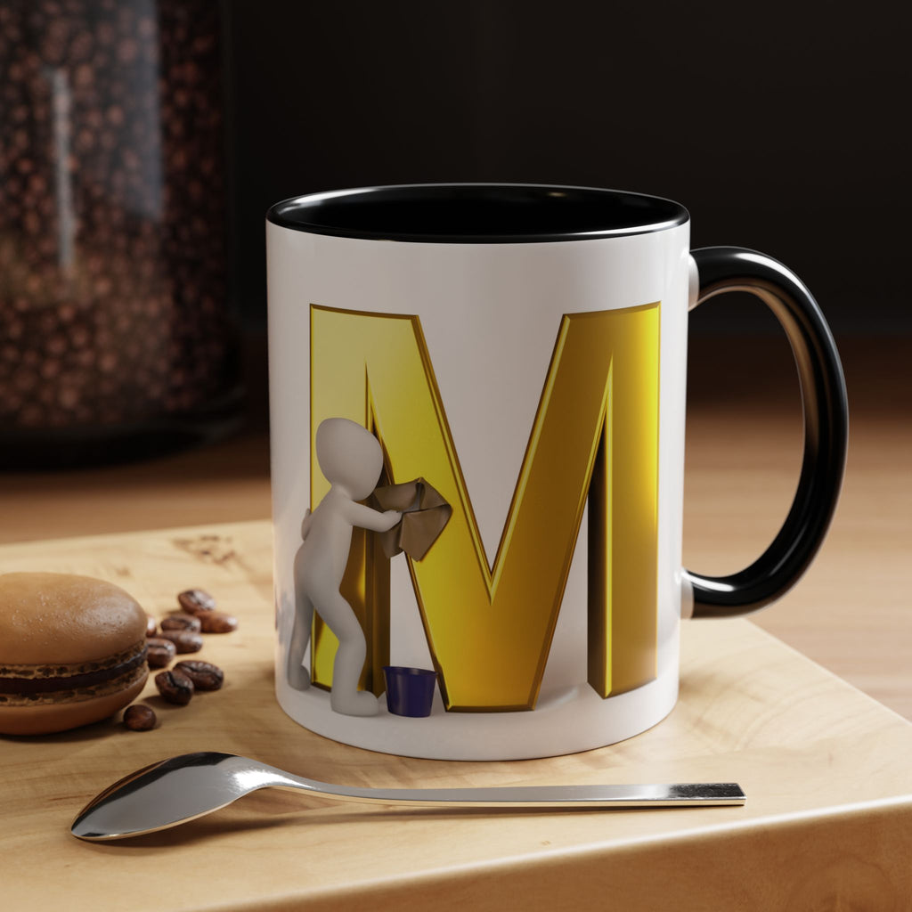 Goldfarbene Buchstabe M mit Farbklecks-Akzent Tasse | Kaffeetasse