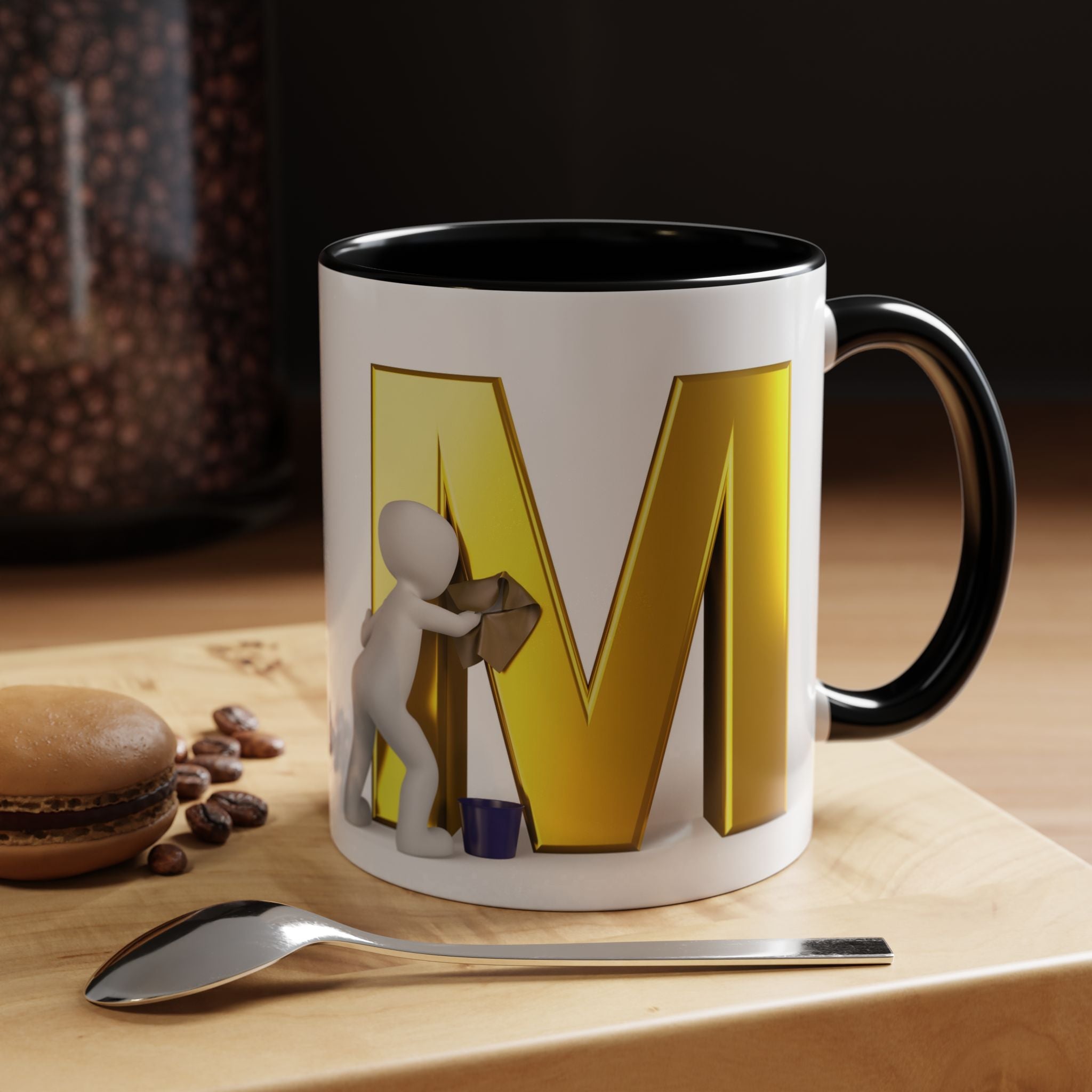 Goldfarbene Buchstabe M mit Farbklecks-Akzent Tasse | Kaffeetasse