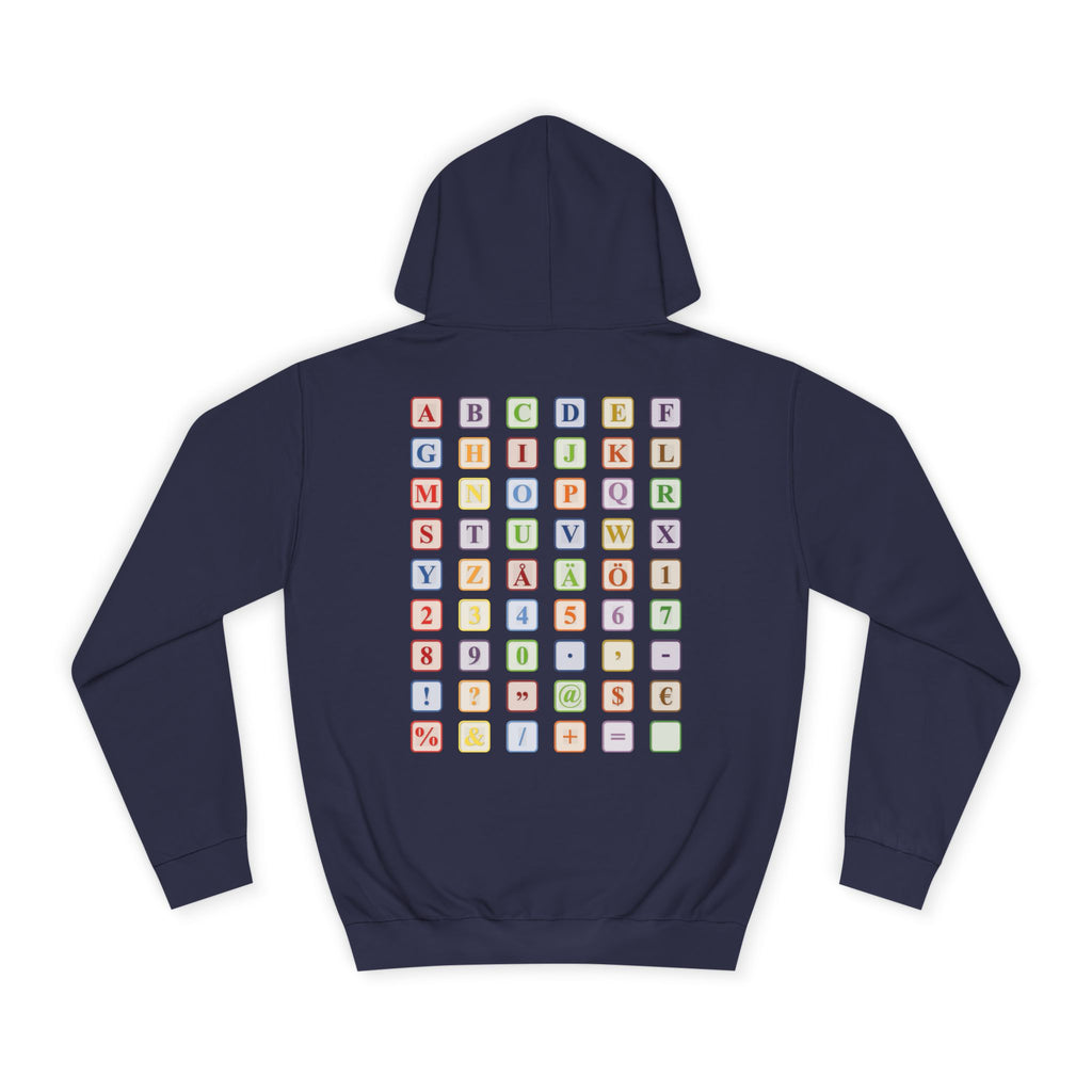 Alphabet Blocks Hoodie | Colorful Letter Grid, Back & Front Print