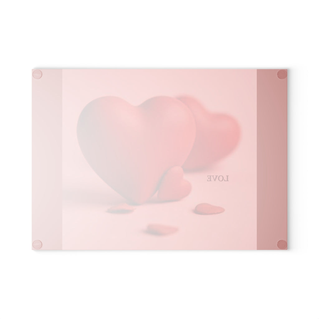 Red Heart Love design Glass Cutting Board | Valentine's kitchen decor