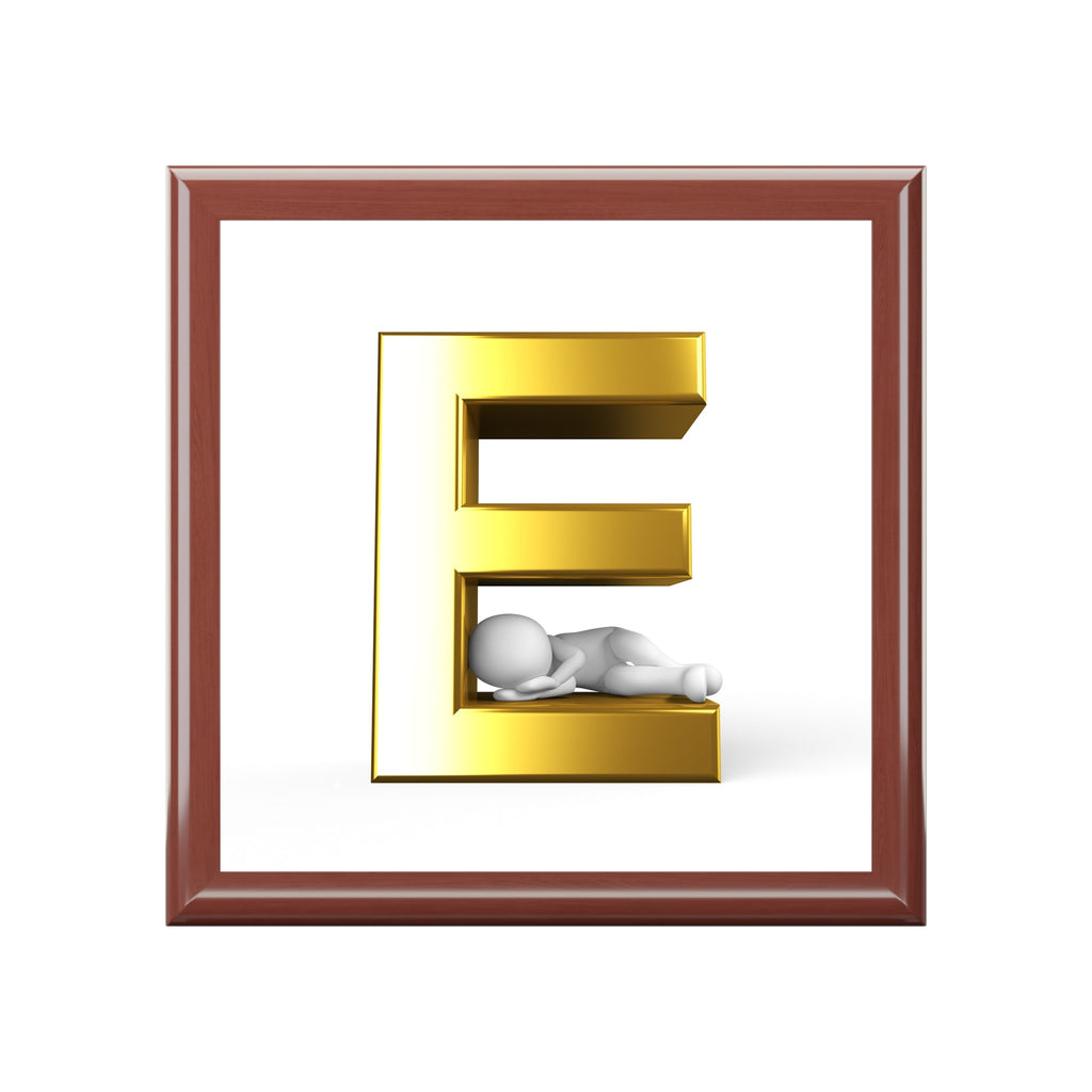 Gold Letter E Monogram Jewelry Box | Initial Keepsake Box