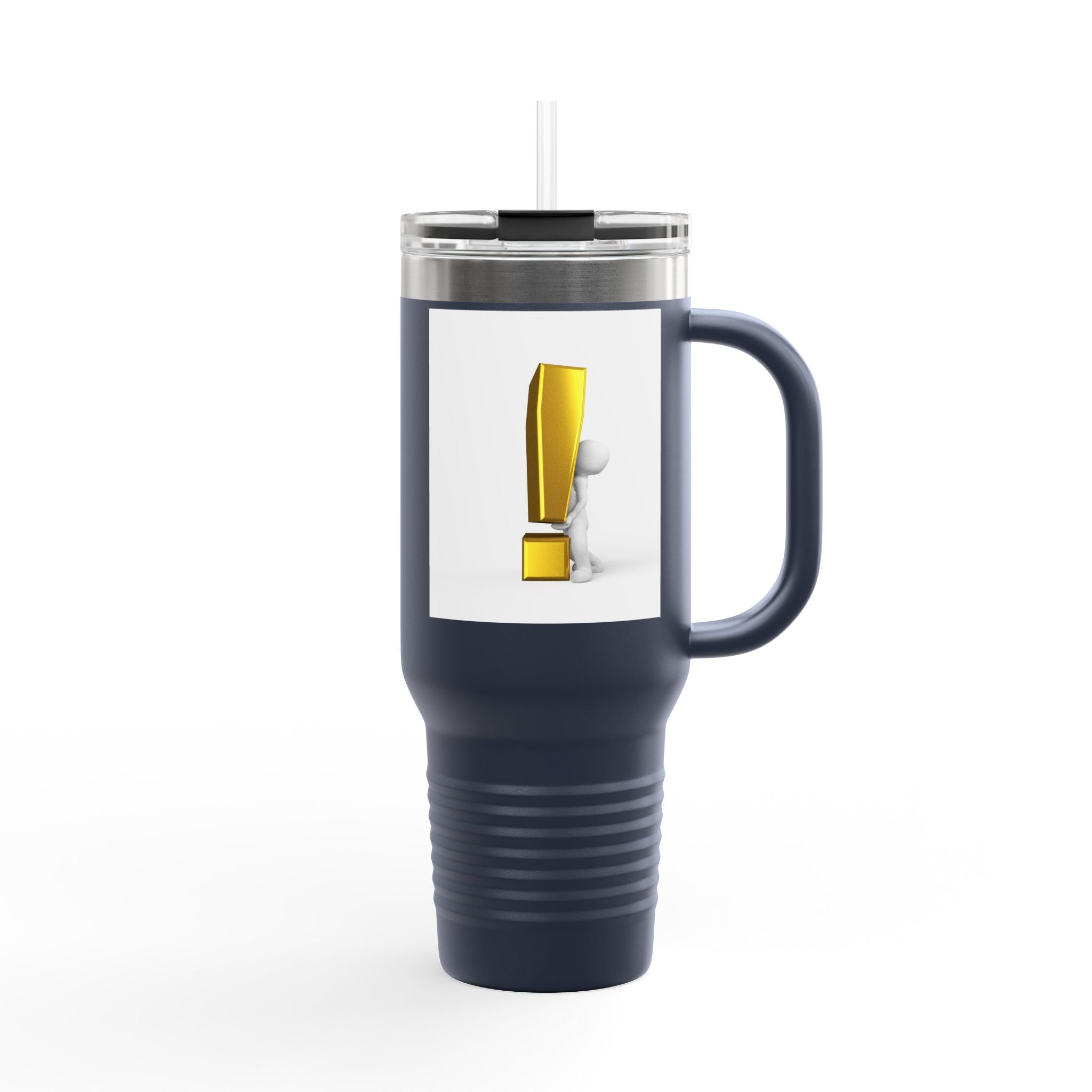3D Character with Gold Exclamation Mark Travel Mug | 40oz Insulated Tumbler