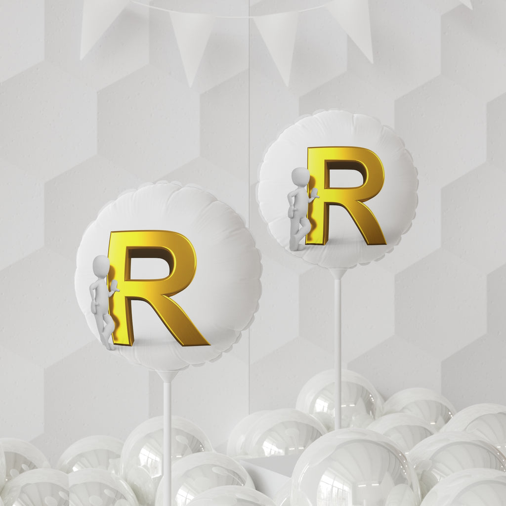 Gold Letter R Balloon 11" Round Foil | Initial Monogram Balloon
