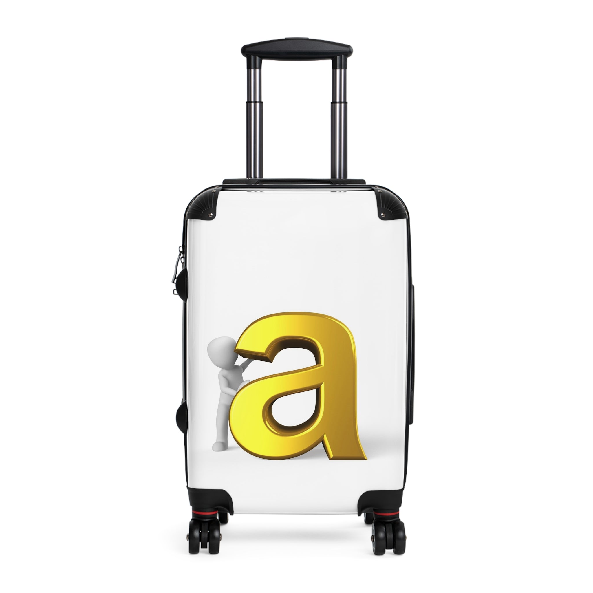 3D Gold Letter A with Figure Suitcase | Monogram Luggage
