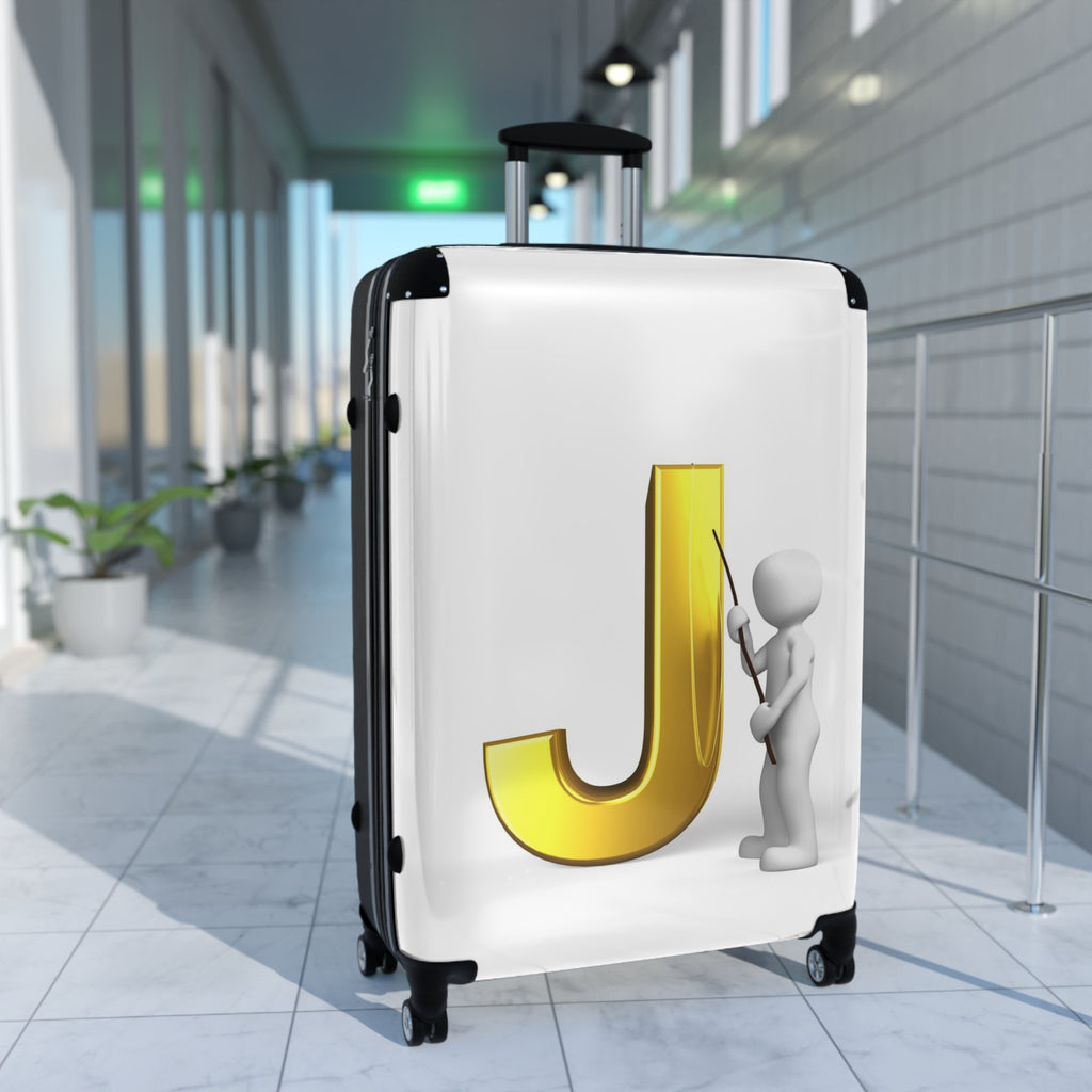 Gold Letter J Monogram Suitcase | Personalized Initial Luggage