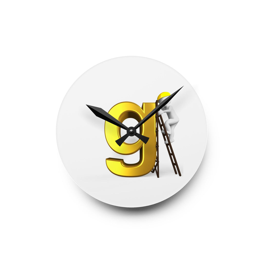 Gold Letter G Design Acrylic Wall Clock | Numeric Decor
