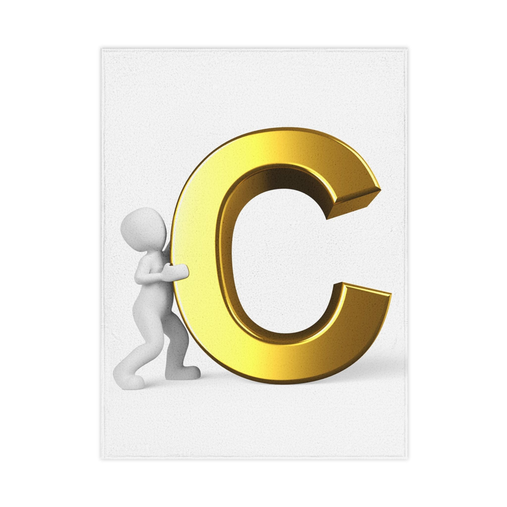 Gold Letter C toddler blanket | Initial C alphabet nursery decor