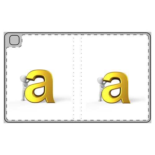 Étui pour tablette avec motif lettre A dorée en 3D | housse monogramme alphabet