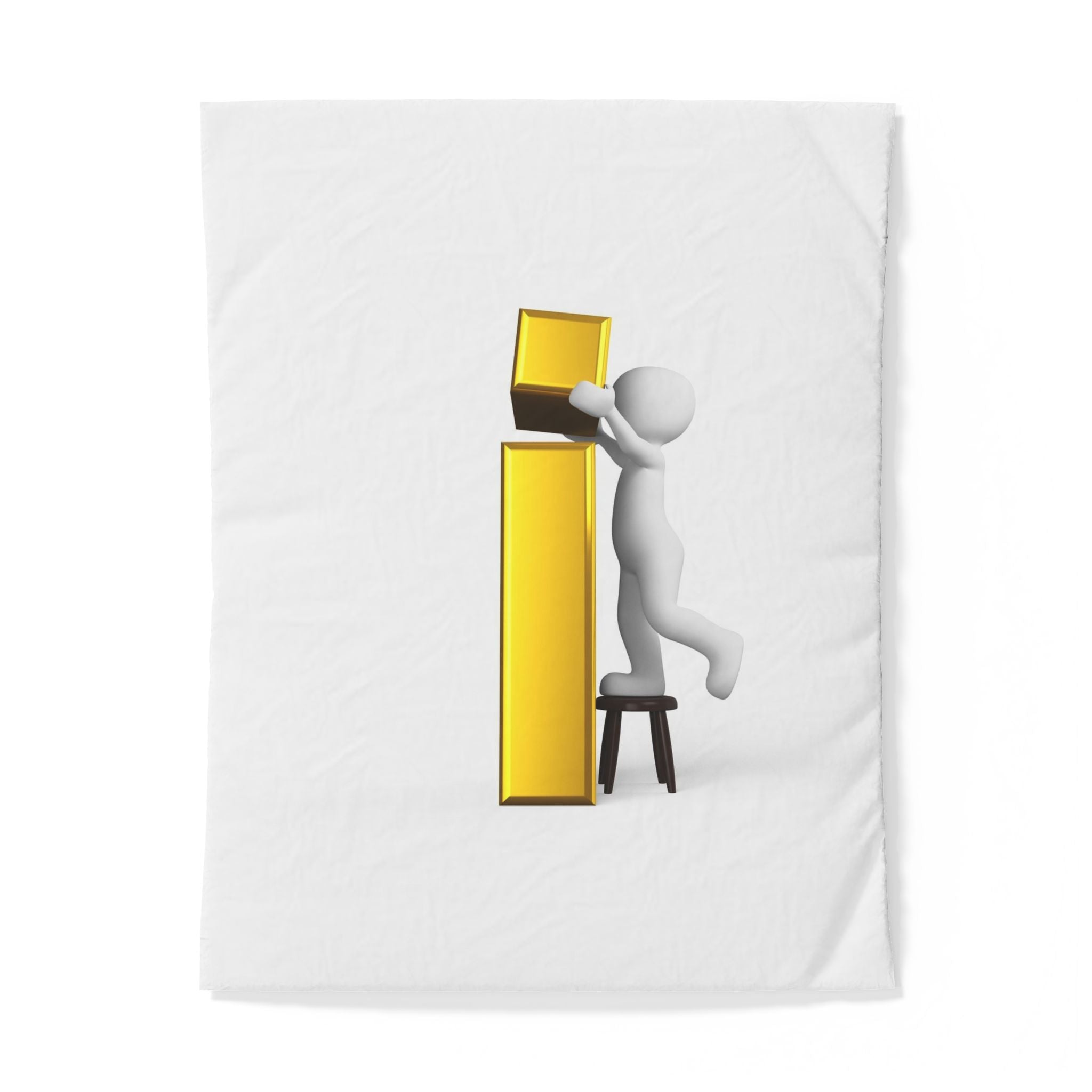 3D Character Stacking Gold Letter i Duvet Cover