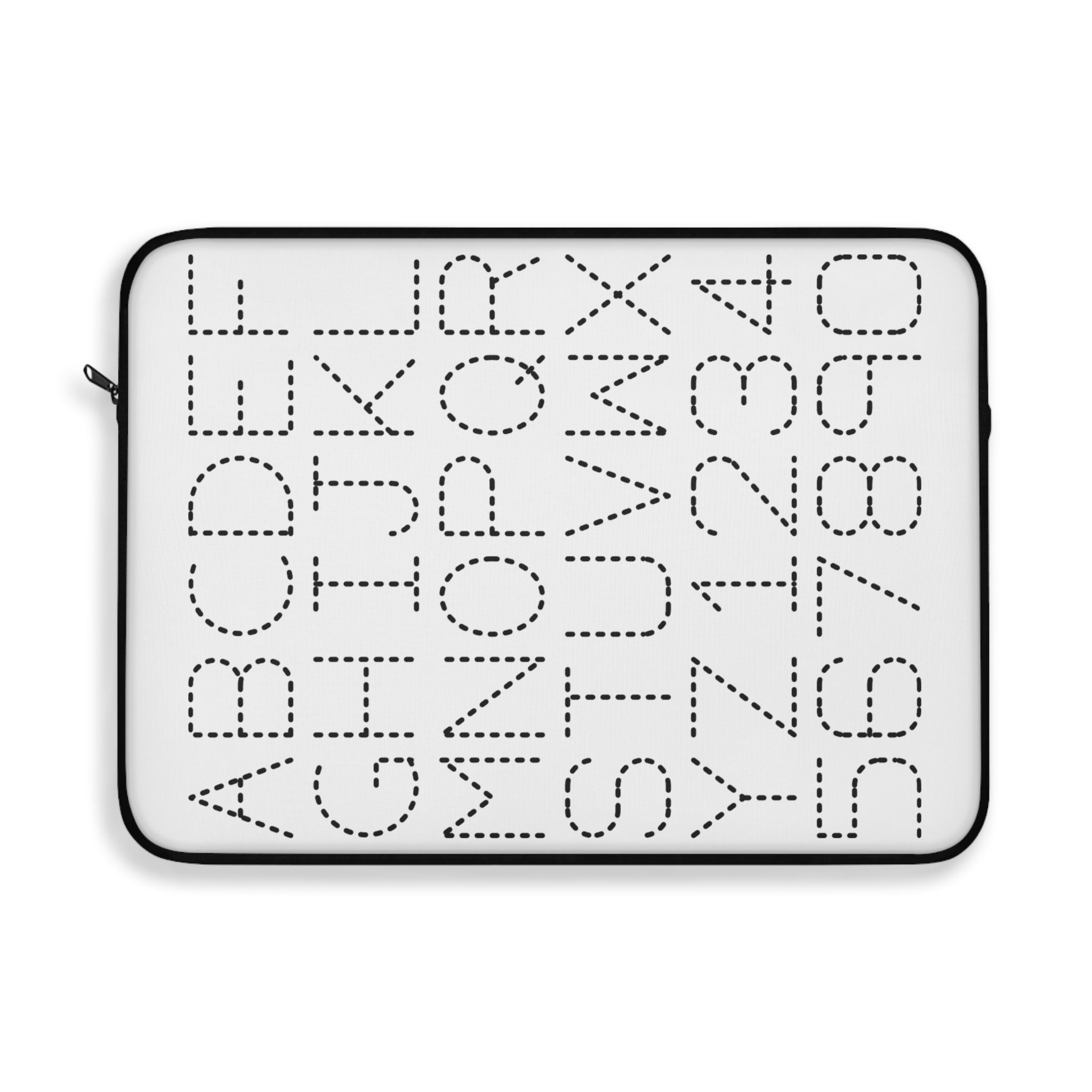 Housse d'ordinateur portable Alphabet et Chiffres à Points | Design typographique monochrome
