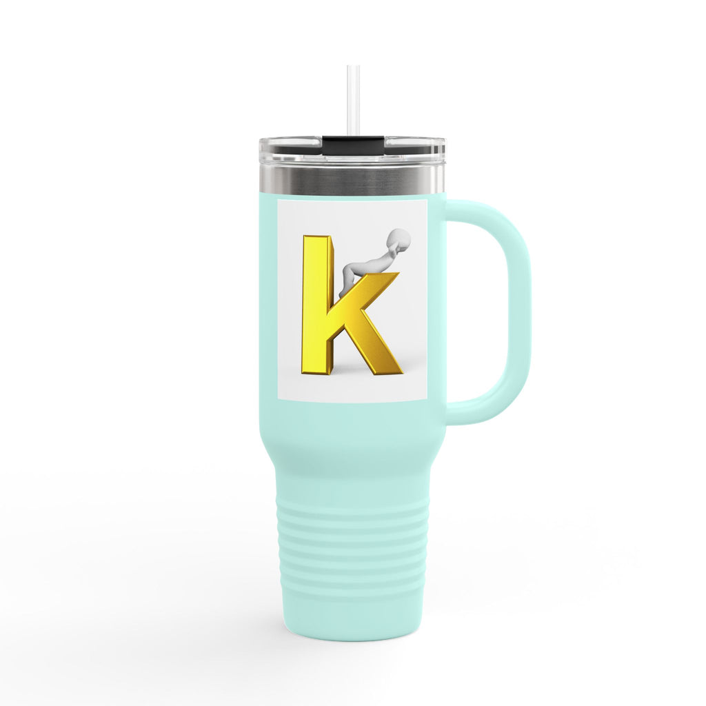 Yellow 3D Letter K Initial Travel Mug | 40oz Insulated Tumbler