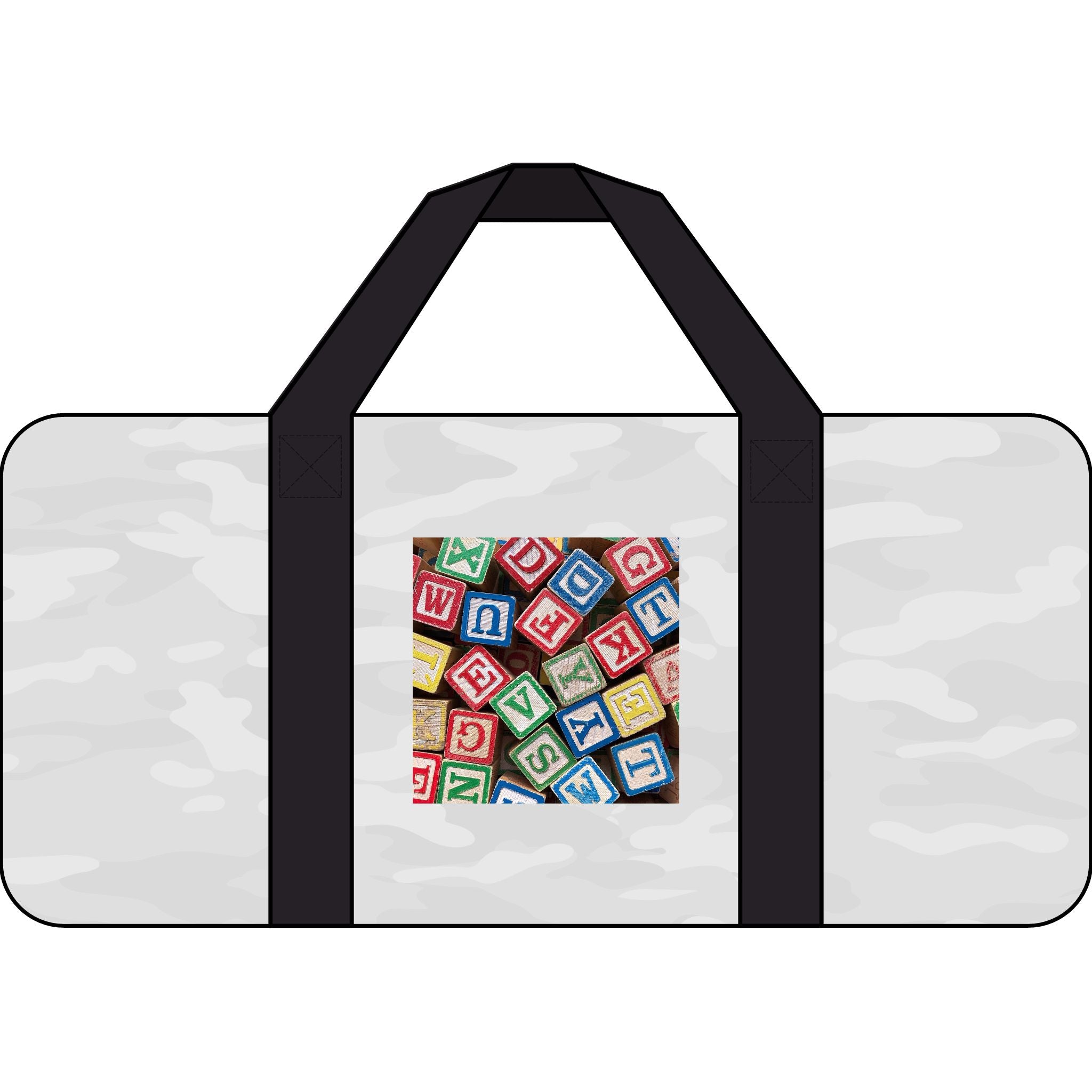 Sac polochon Tripper en blocs alphabétiques colorés | Sac polochon motif jouet pour enfants