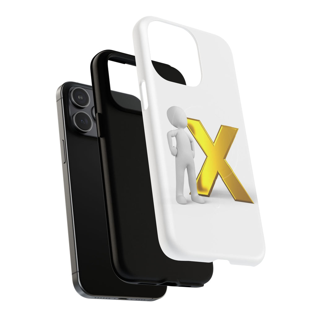 Gold X with 3D Figure iPhone Case | Tough Magnetic Case