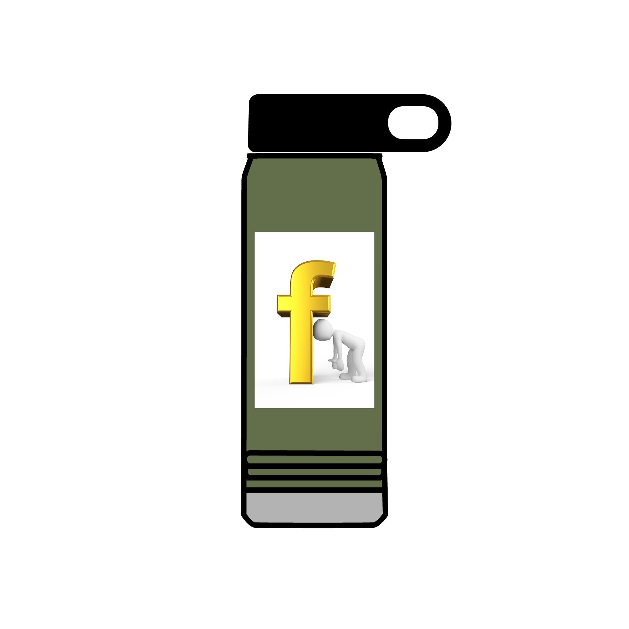 3D Yellow Letter F Figurine Water Bottle | 20oz Stainless Steel Bottle