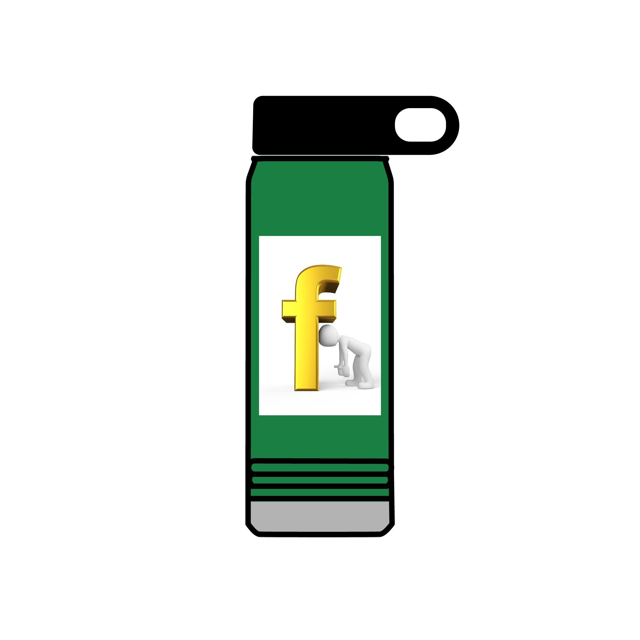 3D Yellow Letter F Figurine Water Bottle | 20oz Stainless Steel Bottle